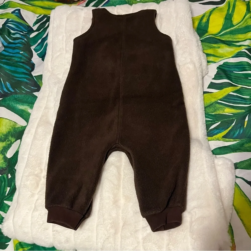 Vintage Oshkosh Baby Infant 12M Bunny Raccoon Fleece Button Fall Cozy Overalls